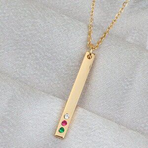 "Rose Gold Bar Necklace with Colorful Stones – Elegant Finish, XPNL1898